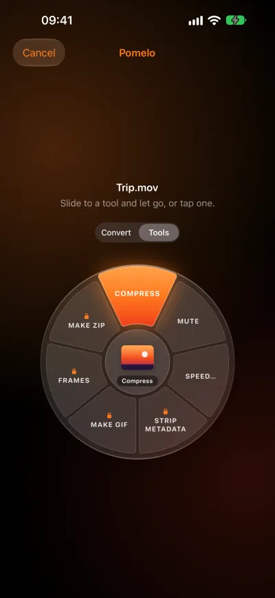 The Tools wheel around a video